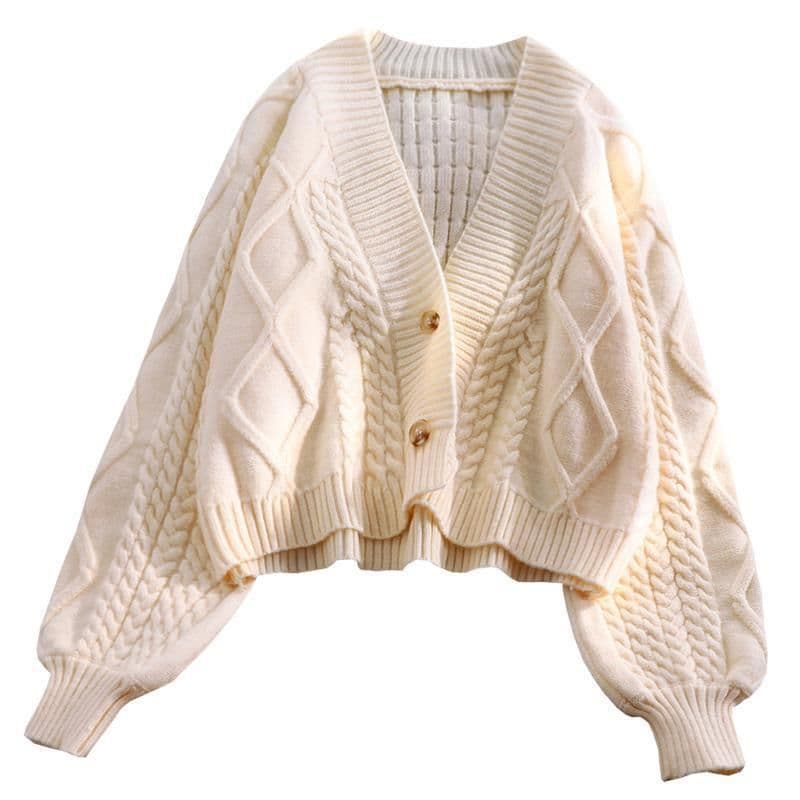 image-Free shipping Xiaoxiangfeng short knitted cardigan women's autumn new style Korean loose lazy lantern sleeve sweater