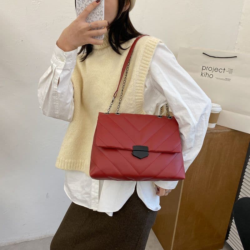 image-Shangxin embroidered thread bag women's 2020 new trendy fashion one-shoulder underarm bag wild chain texture one-shoulder messenger bag
