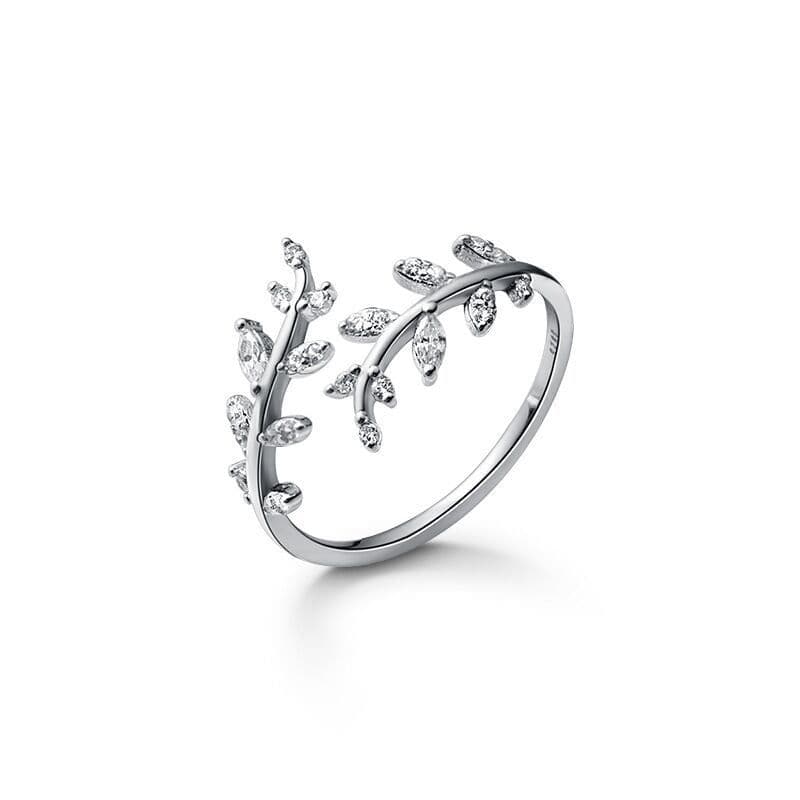 image-Diamante Leaf Branch Adjustable Ring