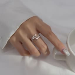 image-Diamante Leaf Branch Adjustable Ring