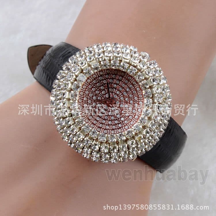 image-Explosive foreign trade ladies watch, star-studded leather fashion watch with rhinestones, high-end watch manufacturer (small)