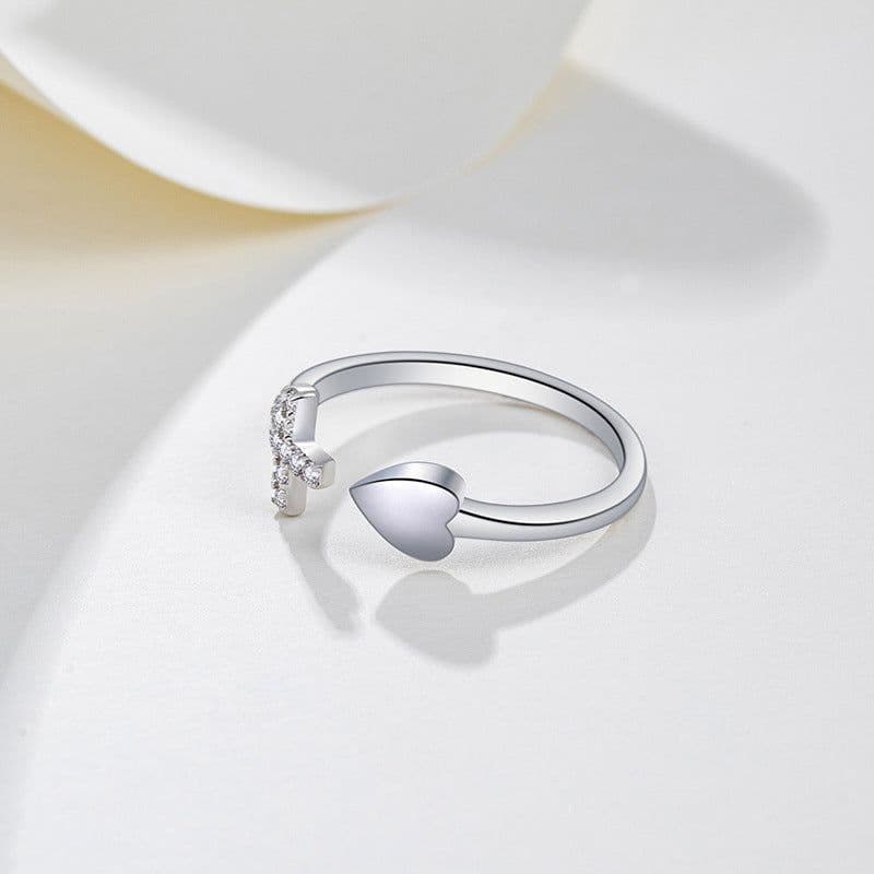 image-Christian jewelry love copper material cross ring female heart-shaped simple Tanabata female ring factory wholesale