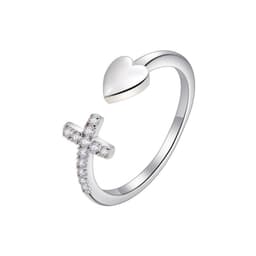 image-Christian jewelry love copper material cross ring female heart-shaped simple Tanabata female ring factory wholesale
