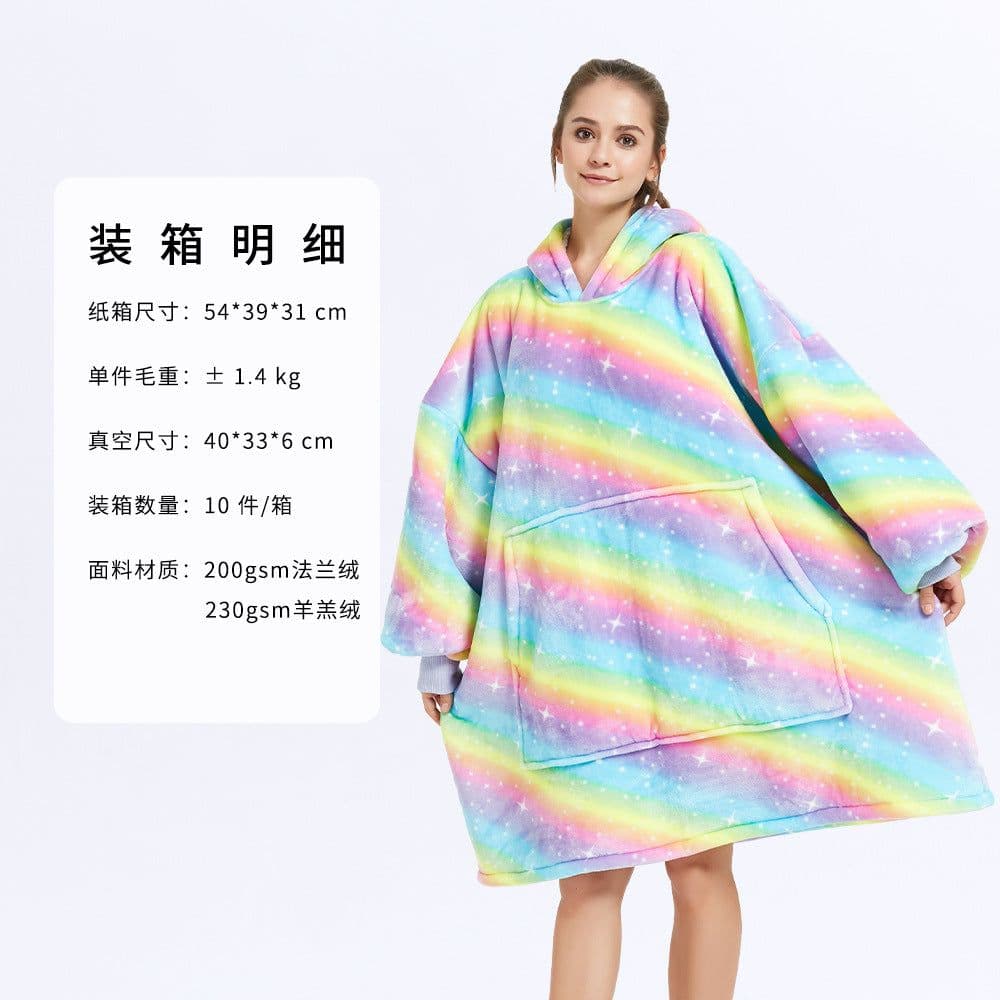 image-AliExpress cross-border thick hooded lazy blanket fall/winter plus size casual home wear flange lamb velvet sweater women