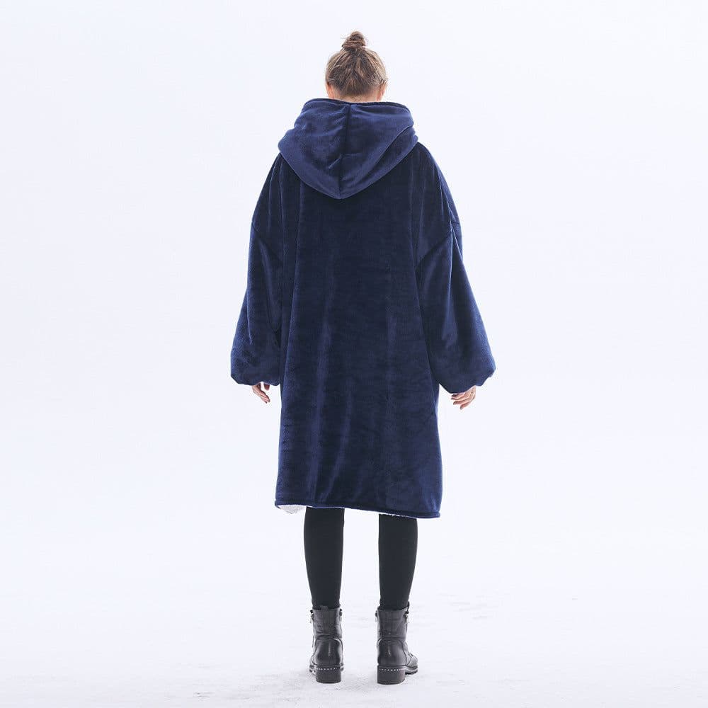 image-AliExpress cross-border thick hooded lazy blanket fall/winter plus size casual home wear flange lamb velvet sweater women