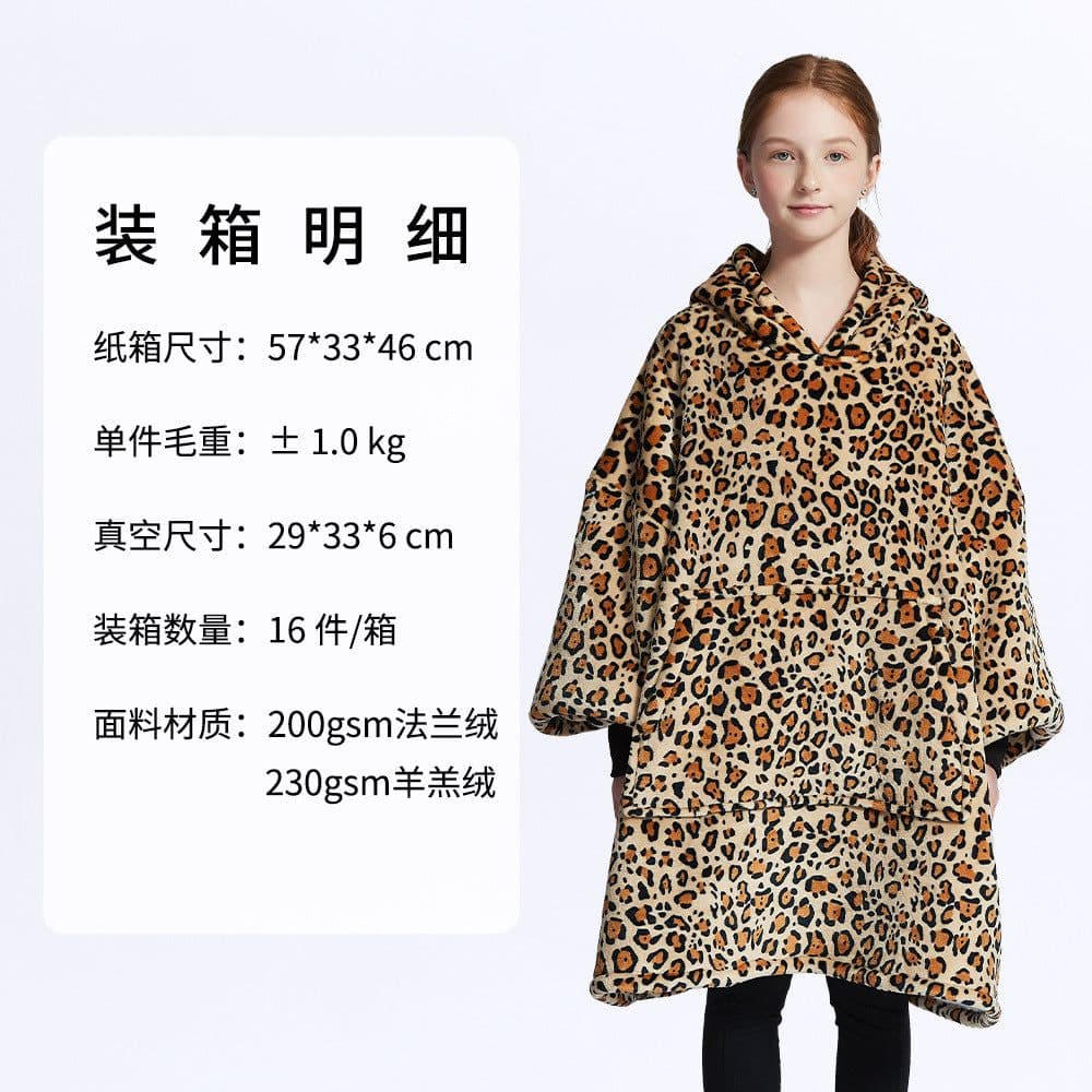 image-AliExpress cross-border thick hooded lazy blanket fall/winter plus size casual home wear flange lamb velvet sweater women