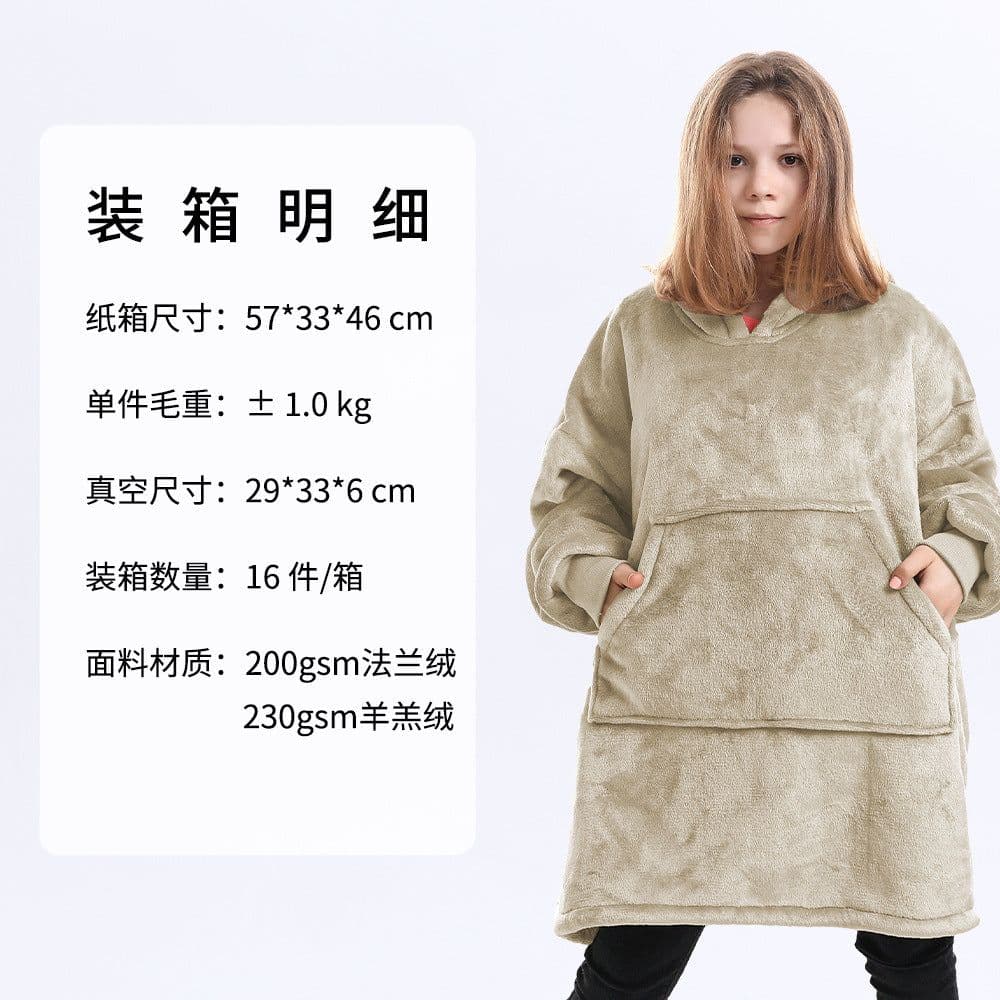 image-AliExpress cross-border thick hooded lazy blanket fall/winter plus size casual home wear flange lamb velvet sweater women