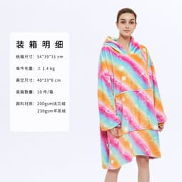 image-AliExpress cross-border thick hooded lazy blanket fall/winter plus size casual home wear flange lamb velvet sweater women