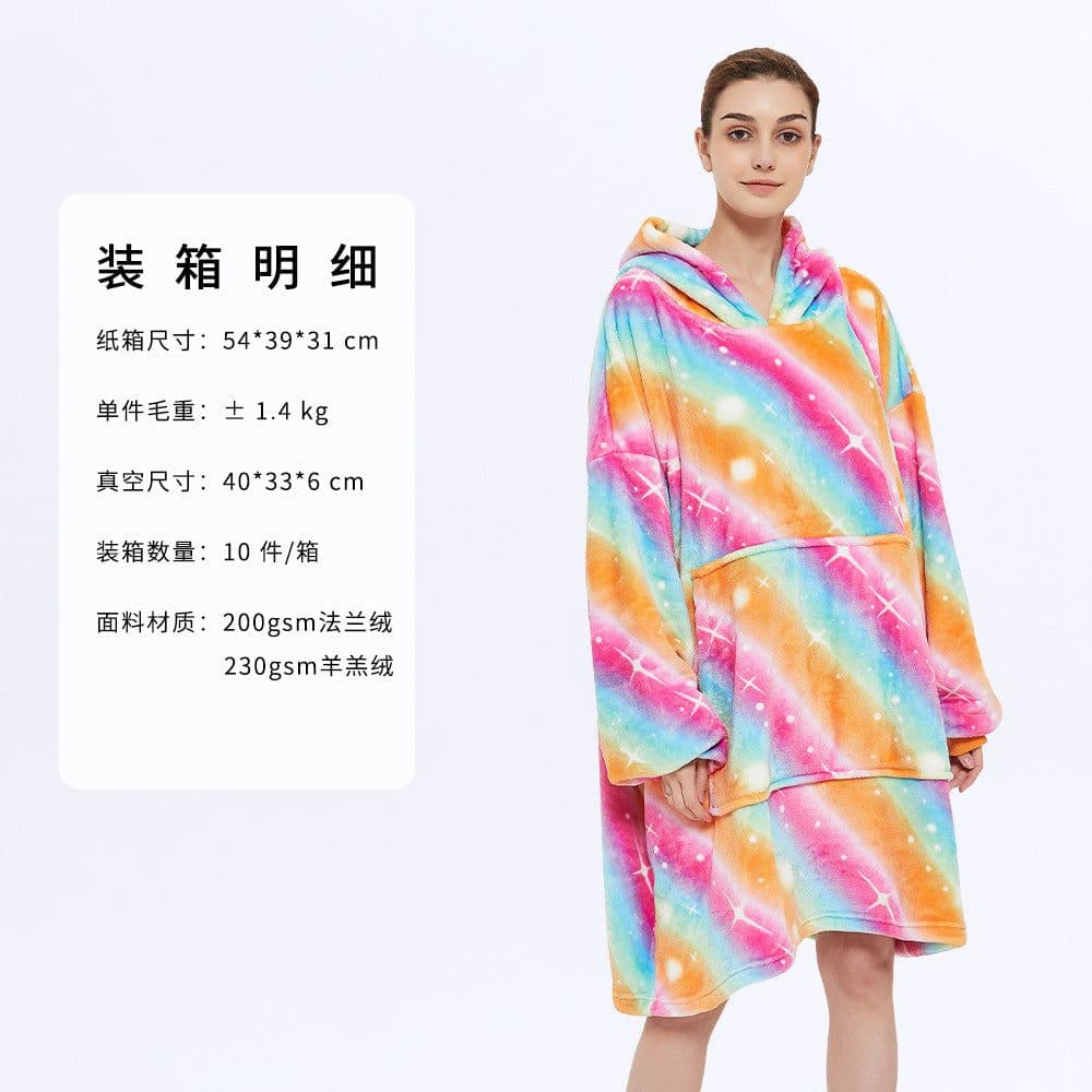 image-AliExpress cross-border thick hooded lazy blanket fall/winter plus size casual home wear flange lamb velvet sweater women