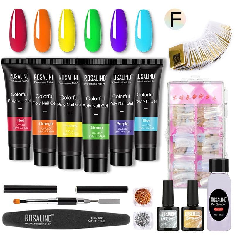 image-Amazon 6PCS extension gel package nail crystal extension fluid set phototherapy nail polish poly nailgel