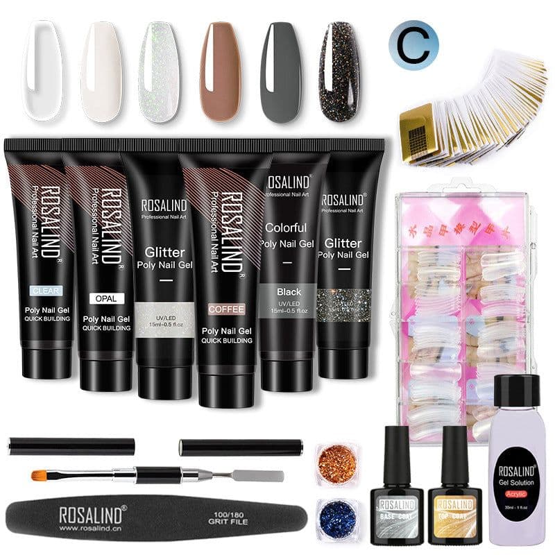 image-Amazon 6PCS extension gel package nail crystal extension fluid set phototherapy nail polish poly nailgel