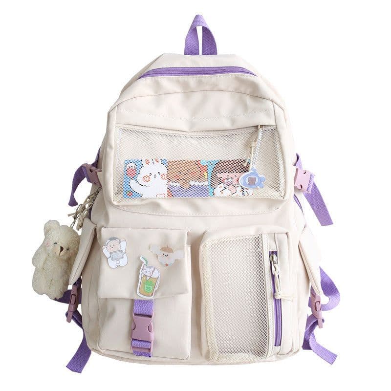 image-Korea ins cute small fresh cartoon school bag Japanese college students large capacity backpack campus backpack