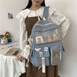 image-Korea ins cute small fresh cartoon school bag Japanese college students large capacity backpack campus backpack