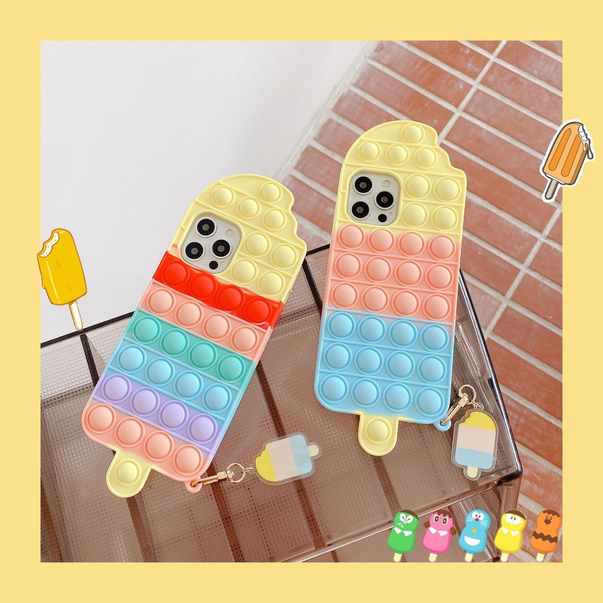 image-Suitable for iphone12pro max mobile phone shell XR Rainbow Silicone Apple 11 Popsicle Rodent Pioneer Protective Cover 7