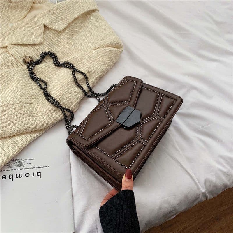 image-Hong Kong style retro small square bag female 2020 new texture western style chain bag Korean fashion all-match single shoulder messenger bag