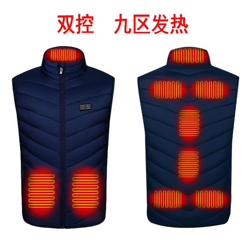 image-Dual-control 5-981 Zone 9 Smart heating vest heating clothing vest for men and women heating cotton vest jacket