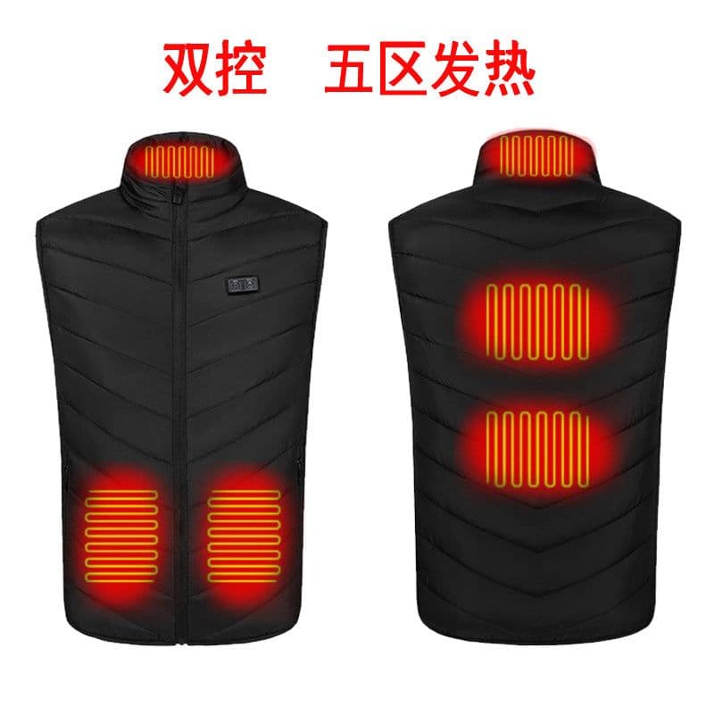 image-Dual-control 5-981 Zone 9 Smart heating vest heating clothing vest for men and women heating cotton vest jacket