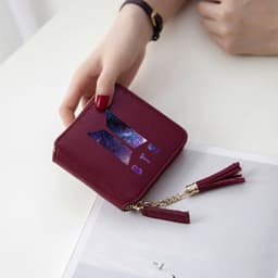 image-BTS logo printed tassel wallet female Korean zipper clutch bag ins Jin Tae Hyung Tian Jung Kook V