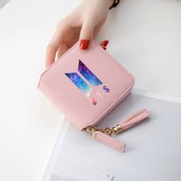 image-BTS logo printed tassel wallet female Korean zipper clutch bag ins Jin Tae Hyung Tian Jung Kook V