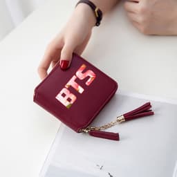 image-BTS logo printed tassel wallet female Korean zipper clutch bag ins Jin Tae Hyung Tian Jung Kook V