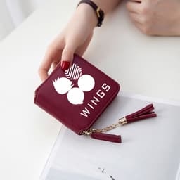 image-BTS logo printed tassel wallet female Korean zipper clutch bag ins Jin Tae Hyung Tian Jung Kook V