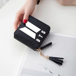 image-BTS logo printed tassel wallet female Korean zipper clutch bag ins Jin Tae Hyung Tian Jung Kook V