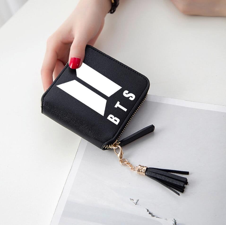 image-BTS logo printed tassel wallet female Korean zipper clutch bag ins Jin Tae Hyung Tian Jung Kook V