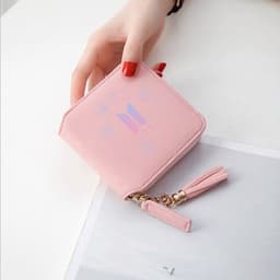 image-BTS logo printed tassel wallet female Korean zipper clutch bag ins Jin Tae Hyung Tian Jung Kook V