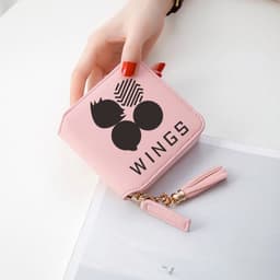 image-BTS logo printed tassel wallet female Korean zipper clutch bag ins Jin Tae Hyung Tian Jung Kook V