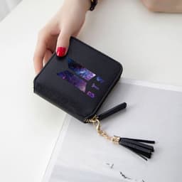 image-BTS logo printed tassel wallet female Korean zipper clutch bag ins Jin Tae Hyung Tian Jung Kook V