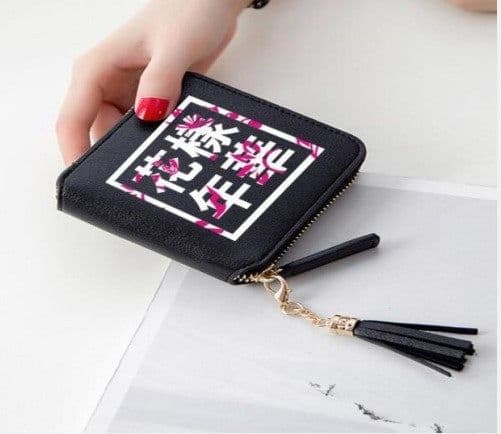 image-BTS logo printed tassel wallet female Korean zipper clutch bag ins Jin Tae Hyung Tian Jung Kook V