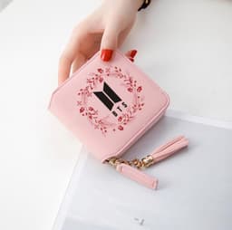 image-BTS logo printed tassel wallet female Korean zipper clutch bag ins Jin Tae Hyung Tian Jung Kook V