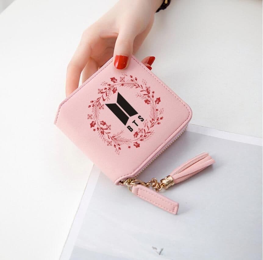 image-BTS logo printed tassel wallet female Korean zipper clutch bag ins Jin Tae Hyung Tian Jung Kook V
