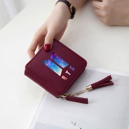 image-BTS logo printed tassel wallet female Korean zipper clutch bag ins Jin Tae Hyung Tian Jung Kook V
