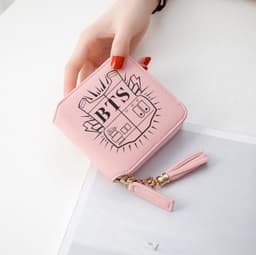 image-BTS logo printed tassel wallet female Korean zipper clutch bag ins Jin Tae Hyung Tian Jung Kook V