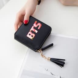 image-BTS logo printed tassel wallet female Korean zipper clutch bag ins Jin Tae Hyung Tian Jung Kook V