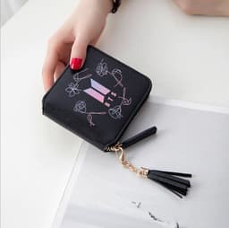 image-BTS logo printed tassel wallet female Korean zipper clutch bag ins Jin Tae Hyung Tian Jung Kook V