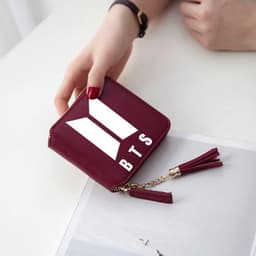 image-BTS logo printed tassel wallet female Korean zipper clutch bag ins Jin Tae Hyung Tian Jung Kook V