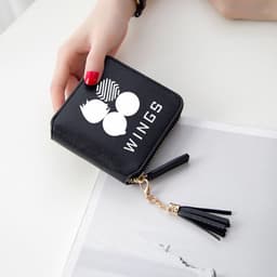 image-BTS logo printed tassel wallet female Korean zipper clutch bag ins Jin Tae Hyung Tian Jung Kook V