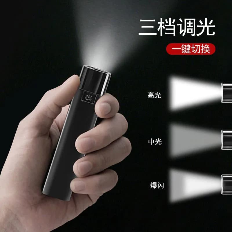 image-New XPE strong light flashlight USB charging with power bank function outdoor portable long-range plastic small flashlight