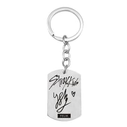 image-Cross-border new popular men's team stray kids star peripheral stainless steel key chain military brand pendant wholesale