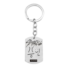 image-Cross-border new popular men's team stray kids star peripheral stainless steel key chain military brand pendant wholesale