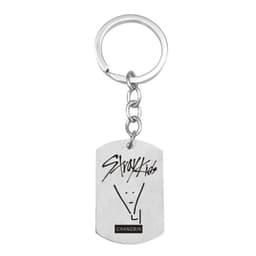 image-Cross-border new popular men's team stray kids star peripheral stainless steel key chain military brand pendant wholesale