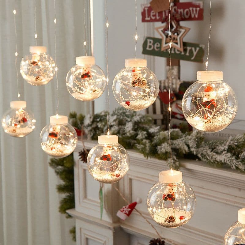 image-LED curtain lights Santa Claus snowman wishing ball Christmas day shop window dress up Christmas tree decoration lights