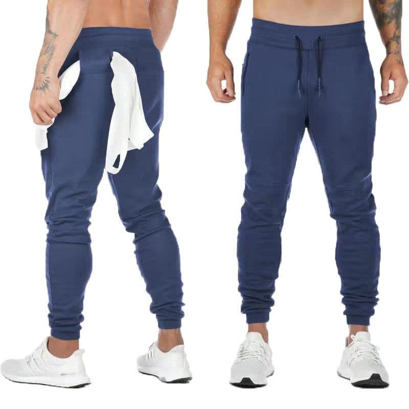 image-No LOGO muscle men's European and American sports trousers men's fitness hanging towel trousers running training feet pants