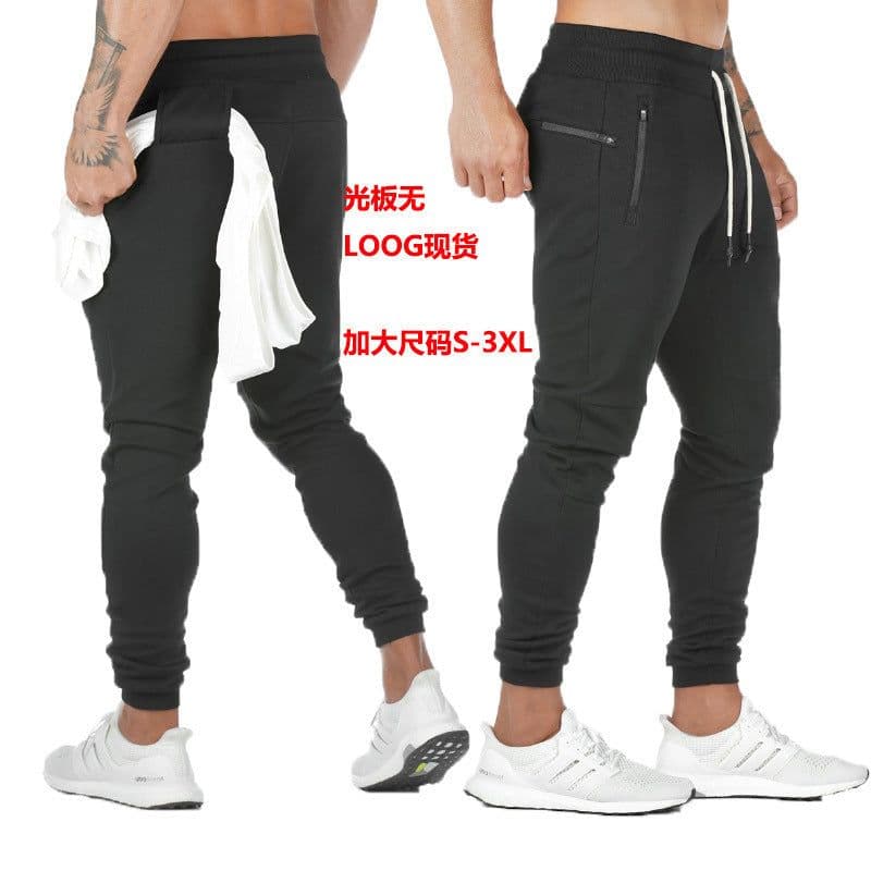 image-No LOGO muscle men's European and American sports trousers men's fitness hanging towel trousers running training feet pants