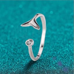 image-Vibrato Live Streaming Mermaid Open Ring Female Japan and South Korea Minimalist Glossy Sweet Princess Fishtail Zircon Ring Ring