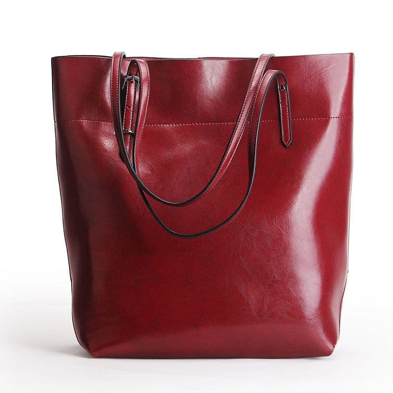 image-Factory direct sales 2020 new leather handbags fashion oil wax cowhide big bag portable single shoulder bag one drop shipping