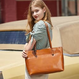 image-Factory direct sales 2020 new leather handbags fashion oil wax cowhide big bag portable single shoulder bag one drop shipping