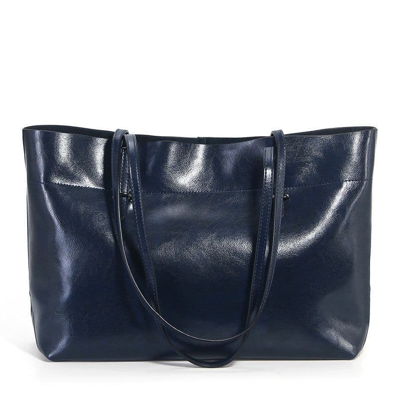 image-Factory direct sales 2020 new leather handbags fashion oil wax cowhide big bag portable single shoulder bag one drop shipping